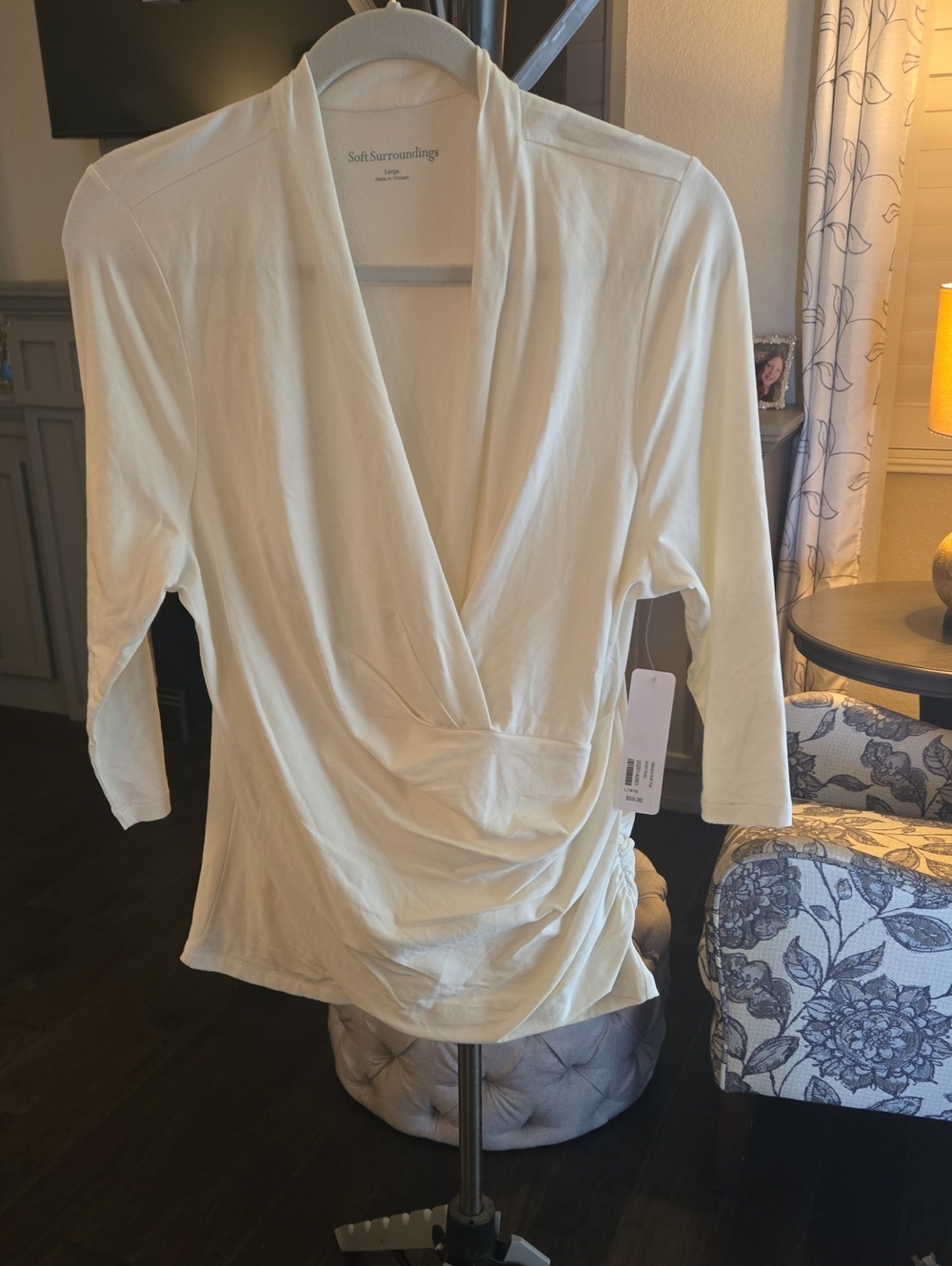 Soft Surroundings Ivory Draped Wrap Blouse